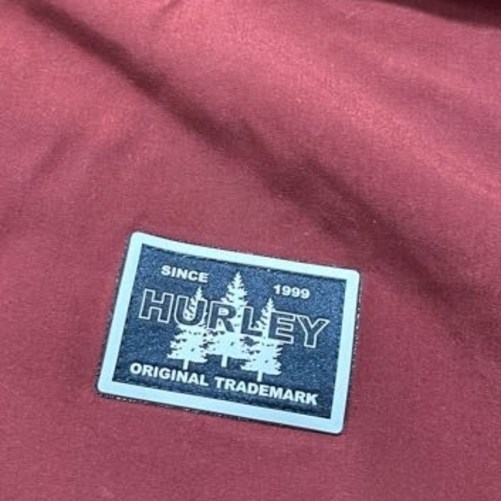 Hurley Mens Maroon Navy Teddy Sherpa 1/4 Zip Pullover Hooded Jacket Size Large - Picture 3 of 4